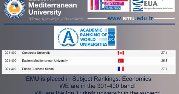 We are the top Turkish university in the Economics Subject rankings of the ShanghaiRankings 2019.