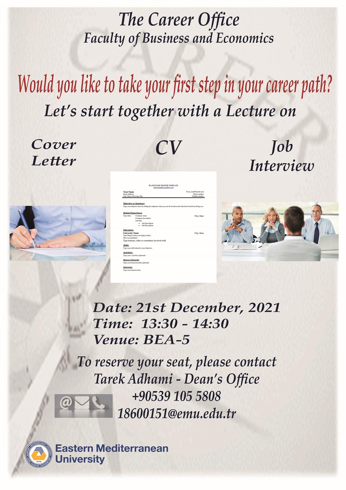 Lecture on CV, Cover letter, and Job Interview