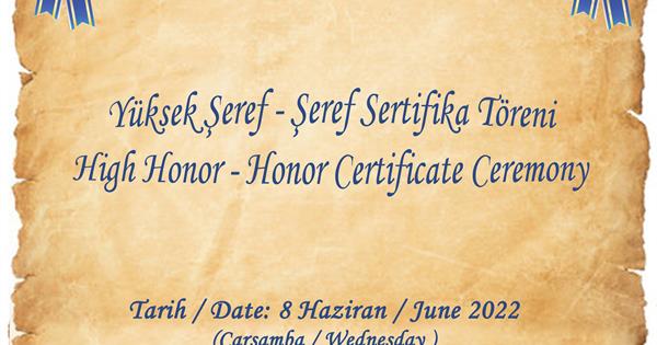 High Honor - Honor Certificate Ceremony